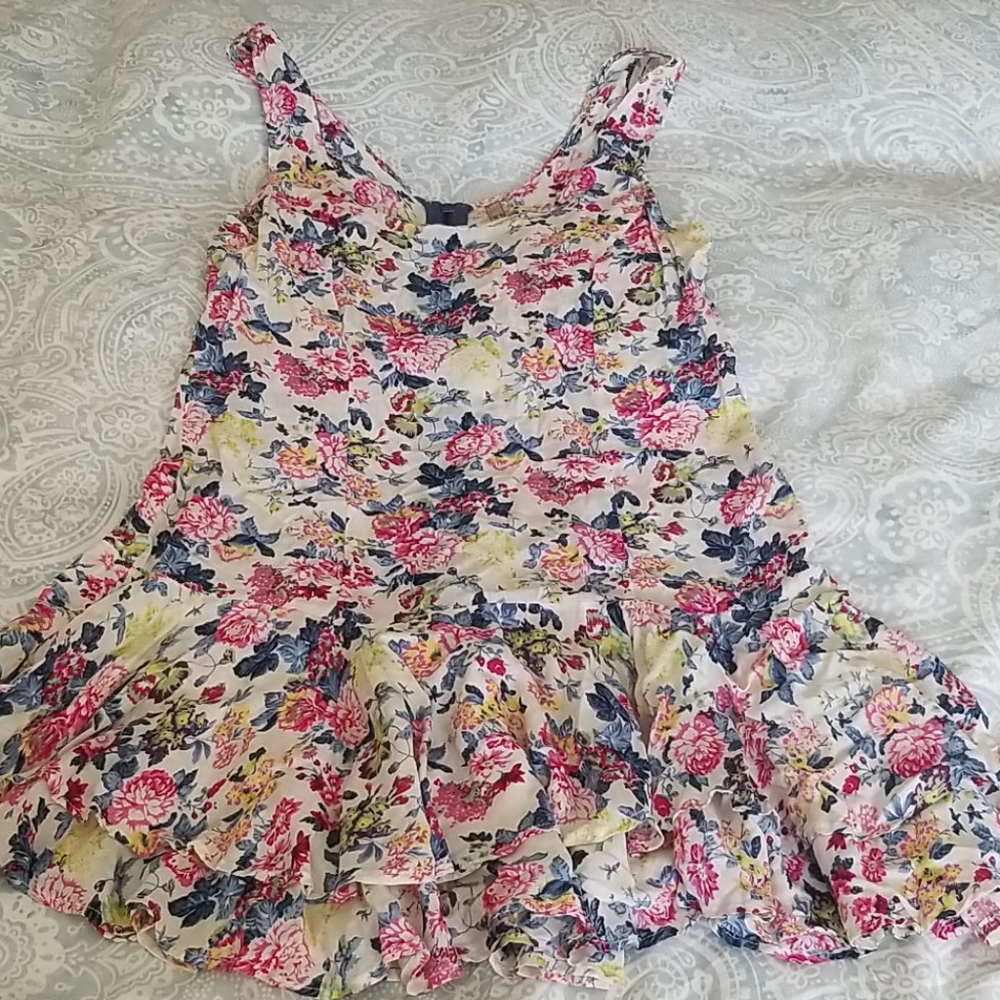 FREE PEOPLE SIZE 8 SLEEVELESS FLOUNCY FLOWER DRESS